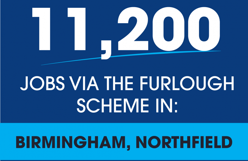 11,200 jobs protected via Furlough in Northfield Constituency